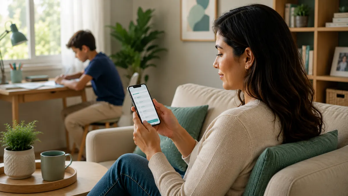 Responsável respondendo pelo celular ao teste infantil de altas habilidades