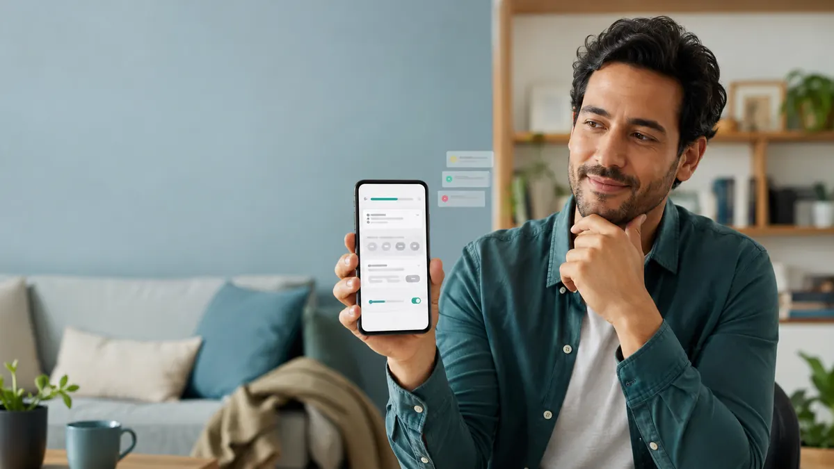 Adulto acessando no celular o Teste de Perfil TDAH e TEA da iClinic