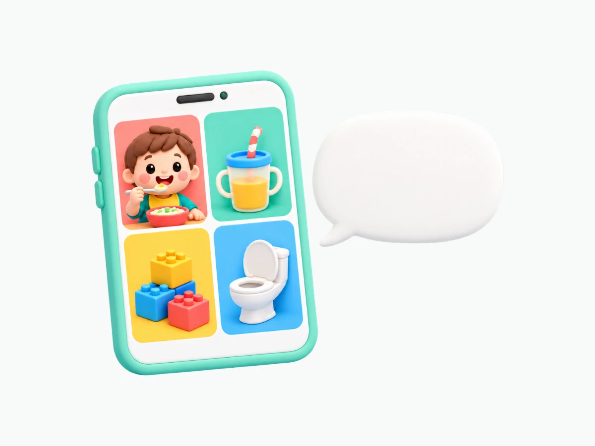Celular com prancha de comunicação de figuras grandes