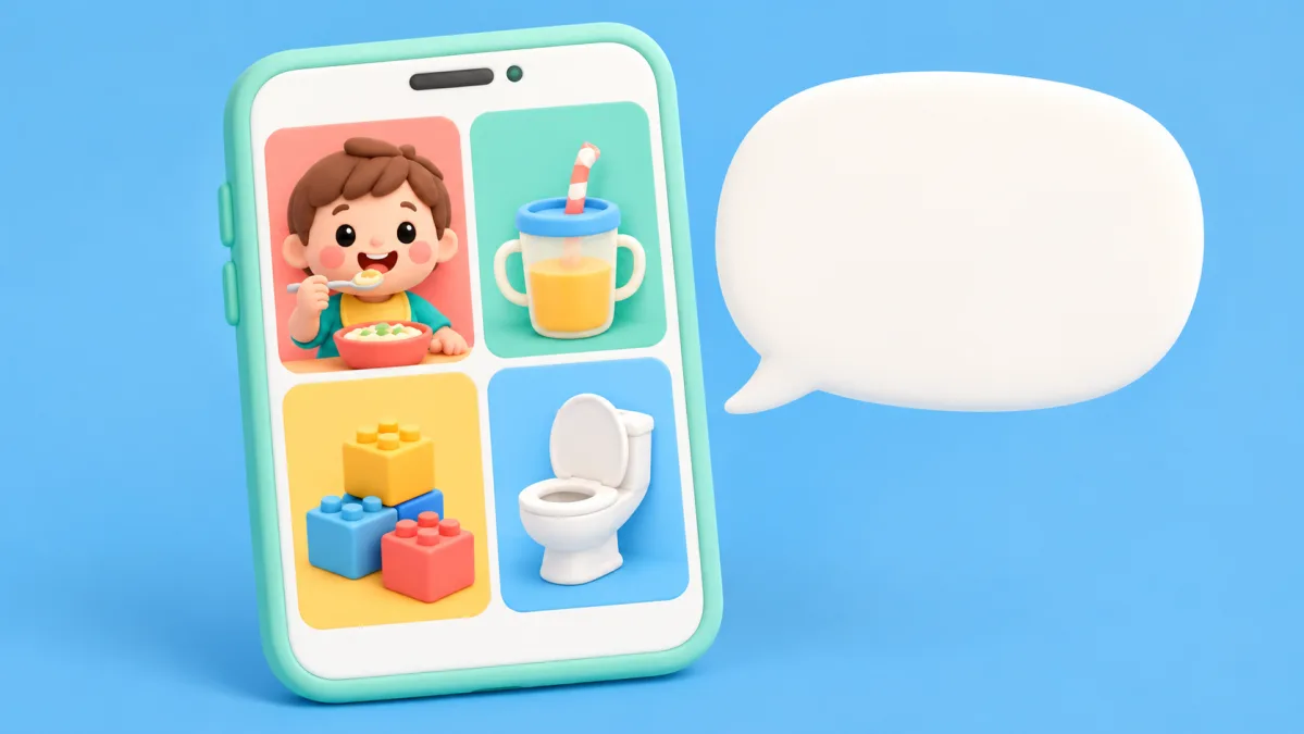 Celular com prancha de comunicação de figuras grandes